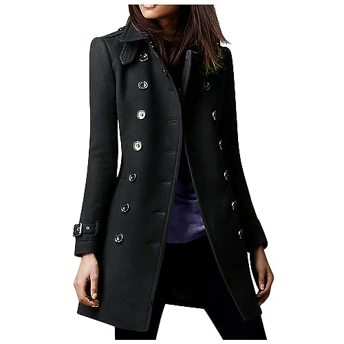 Trenchcoats für Damen, modisch, langärmelig, V-Ausschnitt, Overcoat, Knopf, Outwear, Damenjacke, Übergröße, lässige Strickjacke, Tunika, übergroße Gothic-Jacke, UK, Schwarz , 50 Trenchcoats für Damen, modisch, langärmelig, V-Ausschnitt, Overcoat, Knopf, Outwear, Damenjacke, Übergröße, lässige Strickjacke, Tunika, übergroße Gothic-Jacke, UK, Schwarz , 50 von Chdirnely