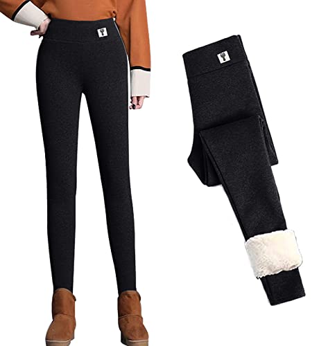 CheChury Damen Fleece Leggings Winter Strumpfhose Thermo Gefüttert Warme Hose Leggings Freizeithose High Waist Strumpfhose Slim Lange Leggings Hüftheben Thermo Unterhose Körperformung Outdoorhose von CheChury