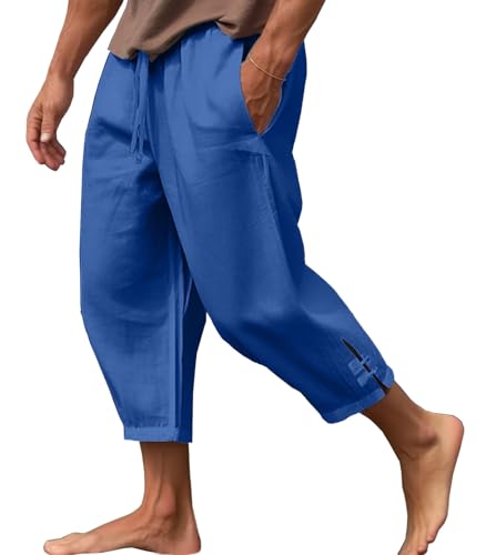 CheChury Herren Leinenhose Lang Sommer Lässige Hosen Loose Fit Sommerhose Leicht Freizeithose Strandhose Urlaub Alltag Yoga Hose Haremshose Hippie Lange Hosen Einfarbig mit Kordelzug Taschen,Marine,S CheChury Herren Leinenhose Lang Sommer Lässige Hosen Loose Fit Sommerhose Leicht Freizeithose Strandhose Urlaub Alltag Yoga Hose Haremshose Hippie Lange Hosen Einfarbig mit Kordelzug Taschen,Marine,S von CheChury