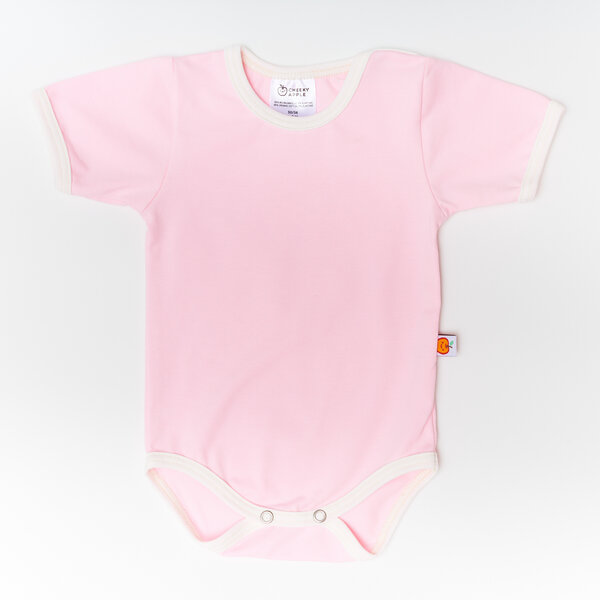 Cheeky Apple Kurzarm-Body aus Bio-Baumwolle "Baby Basic Uni" Hellrosa/Weiß von Cheeky Apple