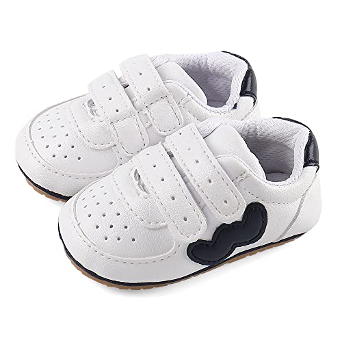 Cheerfu Mario Lauflernschuhe Baby Jungen Mädchen Baby Born Erste Schuhe Weiche Leder rutschfest Sohle W Dunkelblau 3-6 Monate (11) von Cheerful Mario