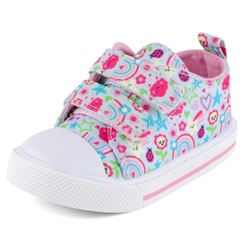 Cheerful Mario 1-5 Jahre Baby Mädchen Canvas Schuhe Mode Segeltuchschuhe Freizeit Sneakers für Kleinkind Mädchen Blume Hellblau 28 EU von Cheerful Mario