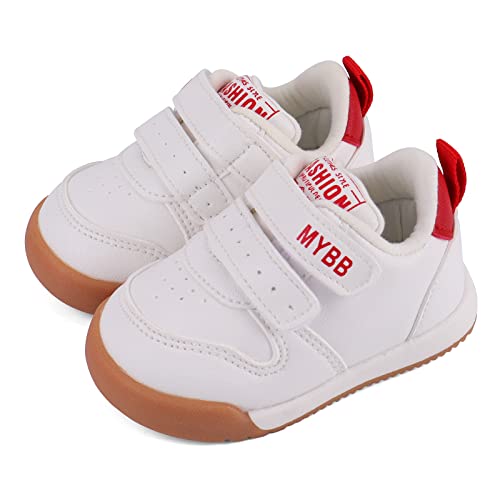 Cheerful Mario Baby Lauflernschuhe für Jungen Mädchen Kleinkinder rutschfeste Sohle Weiß-R 19.5 EU von Cheerful Mario