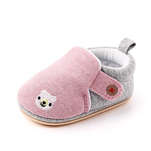 Cheerful Mario Hausschuhe für Baby Jungen Mädchen Baby Lauflernschuhe Krabbelschuhe Baby Crib Schuhe Anti-Rutsch Rosa 12-18 Monate (Etikett 130) von Cheerful Mario