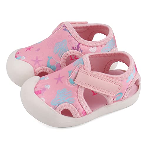 Cheerful Mario Lauflernschuhe Baby Mädchen 1-3 T Sport Sandalen für Kleinkinder Atmungsaktiv Antirutsch Rosa 22 EU von Cheerful Mario