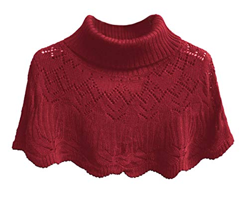 Cheerlife Mädchen Damen Wollstrickkragen Warmer Schal mit hohem Kragen Poncho Pullover Strick Cape Umhang Sweater Strickpullover Rollkragen Gefälschter Kragen Weinrot Cheerlife Mädchen Damen Wollstrickkragen Warmer Schal mit hohem Kragen Poncho Pullover Strick Cape Umhang Sweater Strickpullover Rollkragen Gefälschter Kragen Weinrot von Cheerlifee