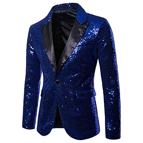 Chejarity Sakko Herren Sportlich Gold Pailletten Nachtclub Gastgeber emcee Leistung Anzug Jacke Blazer für Business Hochzeit Freizeit Anzugjacke Slim Fit Stretch Jackett von Chejarity