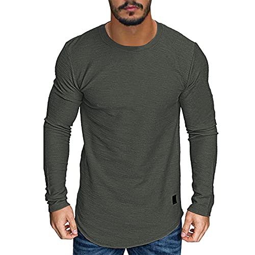 Herren Freizeithemden Große Größe Longsleeve Slim Fit Lange Muscle Style Langarmshirt Dünne Atmungsaktiv Casual Fitness Langärmeliges Sport Shirt Funktionsshirt von Chejarity