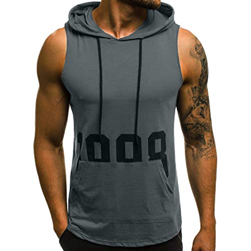 Tank Tops Herren Sommer Sportshirt Ärmellos Hoodie Muskelshirt Gym Workout Fitness Slim Fit Achselshirt Männer Bodybuilding T-Shirt Sportweste Unterhemden von Chejarity