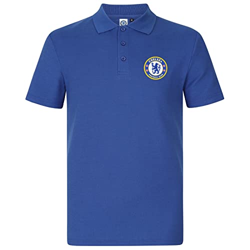 Chelsea FC Herren Polo-Shirt mit originalem Fußball-Wappen - Geschenkartikel - Königsblau - L von Chelsea