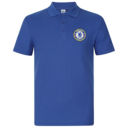 Chelsea FC Herren Polo-Shirt mit originalem Fußball-Wappen - Geschenkartikel - Königsblau - S von Chelsea