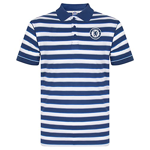 Chelsea FC - Herren Polo-Shirt mit Streifen - Offizielles Merchandise - Geschenk für Fußballfans - Blau - Königsblau - S von Chelsea