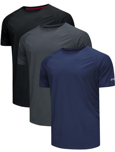 Herren T Shirt 3er Pack Gym T-Shirt Herren Kurzarm Sport Quick Dry Fitness Outdoor Läuft T-Shirts Full Time Sports T-Shirts Herren Fahrrad Shirt Männer Leicht Atmungsaktiv T Shirts Set von Chenjunrong