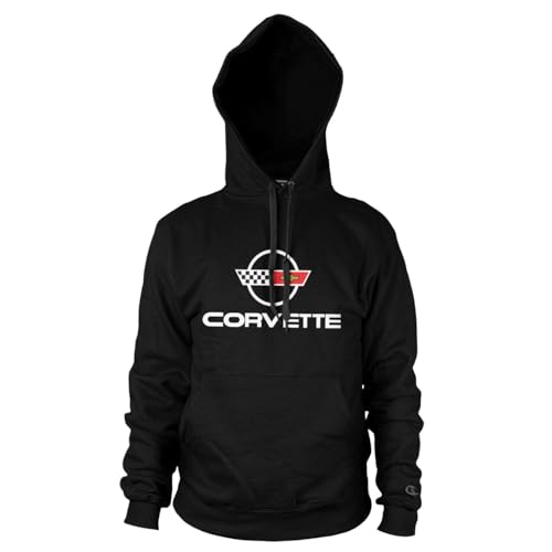 Chevrolet Offizielles Lizenzprodukt Corvette C4 Logo Kapuzenpullover (Schwarz), X-Large von Chevrolet