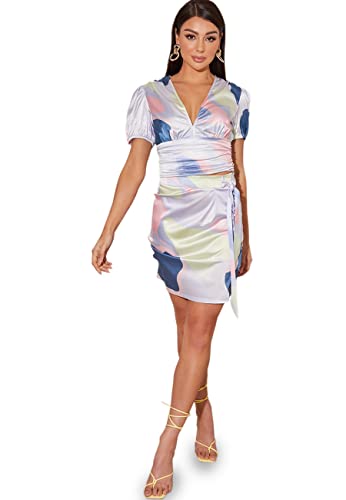 Chi Chi London Damen Wickelrock mit abstraktem Muster, Mehrfarbig Rock, Multi, 42 Chi Chi London Damen Wickelrock mit abstraktem Muster, Mehrfarbig Rock, Multi, 42 von Chi Chi London