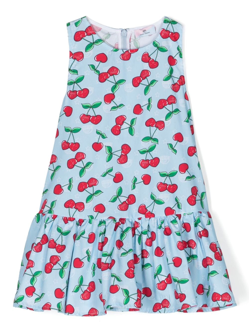 Chiara Ferragni Kids Gerüschtes Kleid mit Kirschen-Print - Blau von Chiara Ferragni Kids