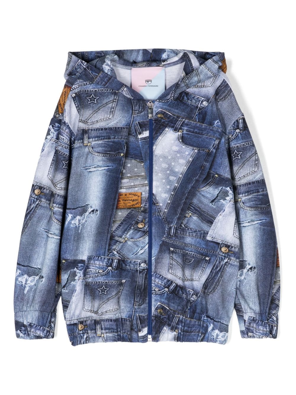 Chiara Ferragni Kids Jeansjacke mit grafischem Print - Blau von Chiara Ferragni Kids