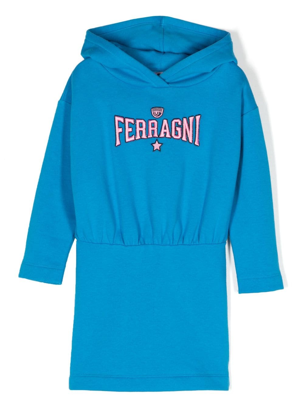 Chiara Ferragni Kids Kapuzenkleid mit Eyelike-Stickerei - Blau von Chiara Ferragni Kids