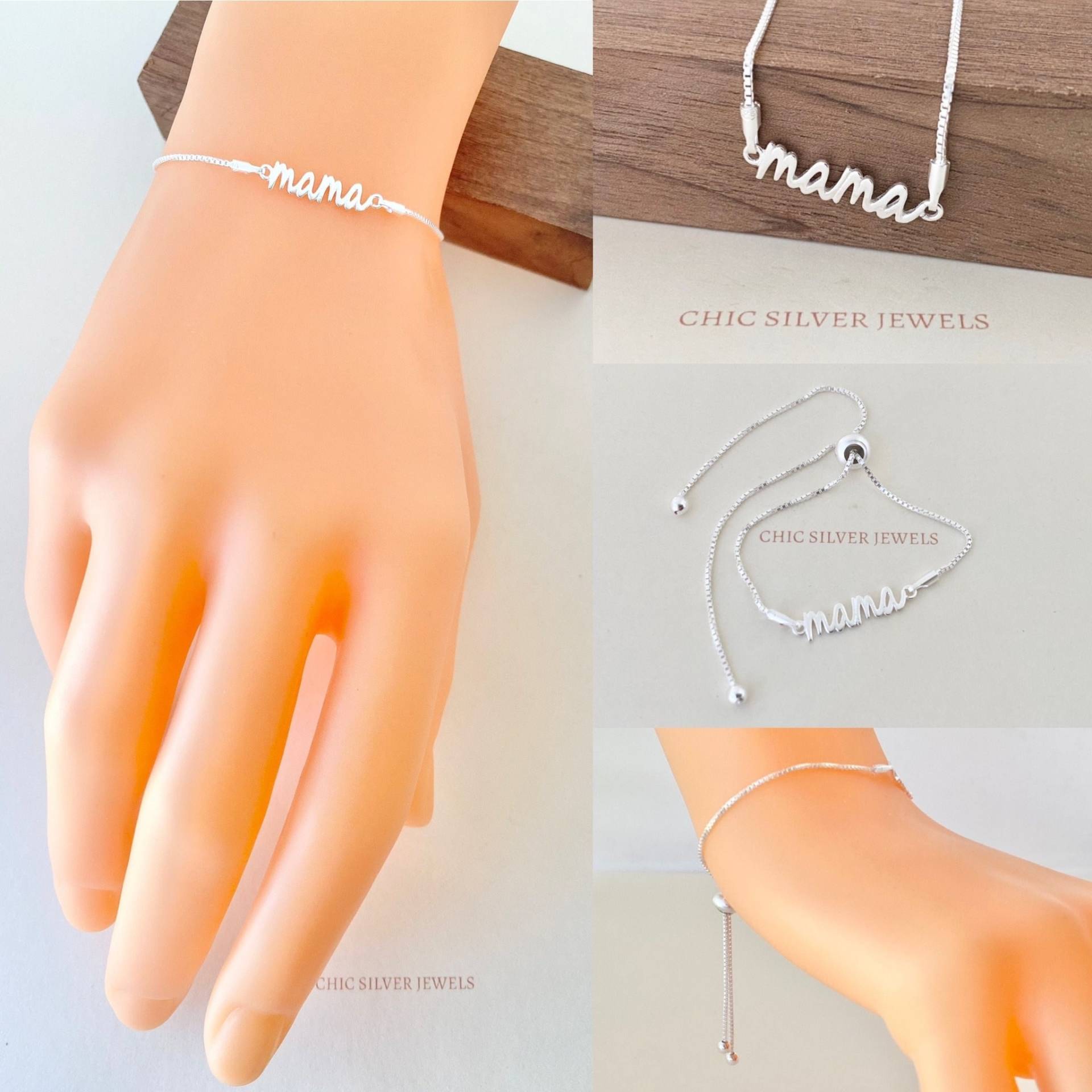 Mama-Armband Aus Sterlingsilber, Mutter, Baby, Tochter, Sohn, Kind, Schwägerin, Bff, Freundin, Minimalistisch, Zierliches, Zartes Geschenk von ChicSilverJewels