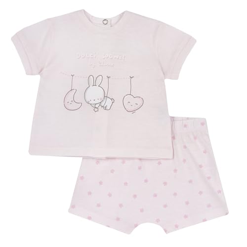 Chicco, Compleet voor Pasgeboren Meisje met T-shirt en Korte Broek, met Knopen op de Achterkant, met Moderne en Trendy Grafische Prints, van Katoen, Machinewasbaar, 0-24 Maanden, Entworfen in Italien von Chicco