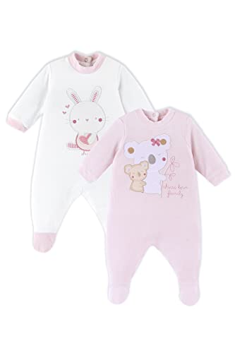 Chicco Set aus Chenille-Stramplern mit Fuß, Winter Schlafanzüge Baby - Unisex, Rose, 3 monate (pack of 2) von Chicco