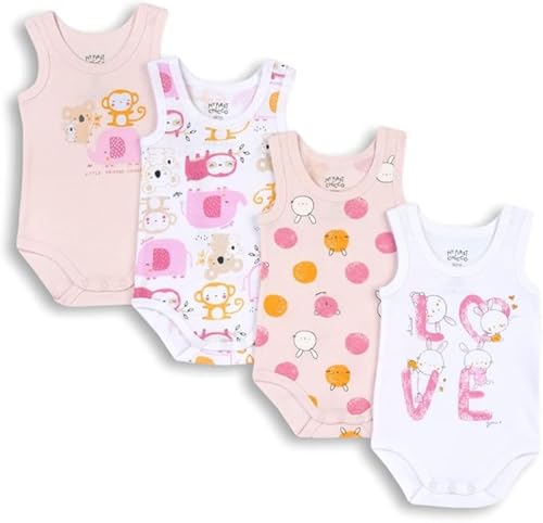 Chicco Set ärmellos Bodys aus Baumwolle, Body Baby - Unisex, Rose, 0 monate (pack of 4) von Chicco