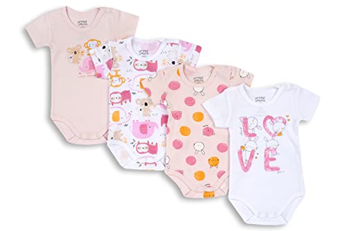 Chicco Set Kurzarm Bodys aus Baumwolle, Body Baby - Unisex, Rose, 6 monate (pack of 4) von Chicco