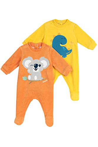 Chicco Set aus Chenille-Stramplern mit Fuß, Winter Schlafanzüge Baby - Unisex, Gelb/Orange, 0 monate (pack of 2) von Chicco