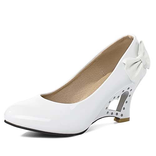 CHICMARK Damen Süße Pumps mit Keilabsatz und Schleife (Weiß, 37 EU) von CHICMARK