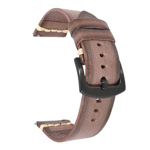 Chlikeyi Armband Leder 18-24mm, Graue schwarze Schnalle, 20mm von Chlikeyi