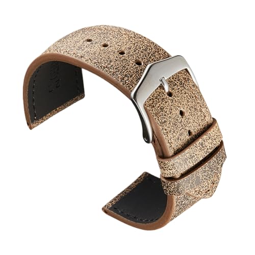 Chlikeyi Uhrenarmbänder aus echtem Leder 20-22mm, Leichte Kaffeefransen, 22mm von Chlikeyi