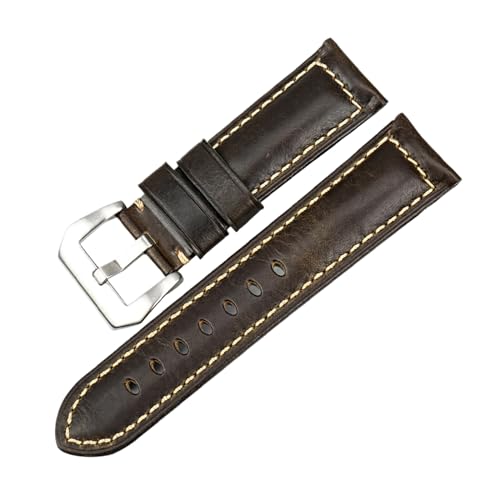 Chlikeyi Uhrenarmband, braunes Vintage-Ölwachs-Leder, 20-26mm, Farbe 8, 23mm von Chlikeyi