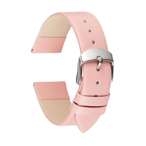 Chlikeyi Uhrenarmband aus Leder, 14-22mm, dünne, glatte Gürtelarmbänder, weiches, bequemes Leder, Rosa, 22mm von Chlikeyi