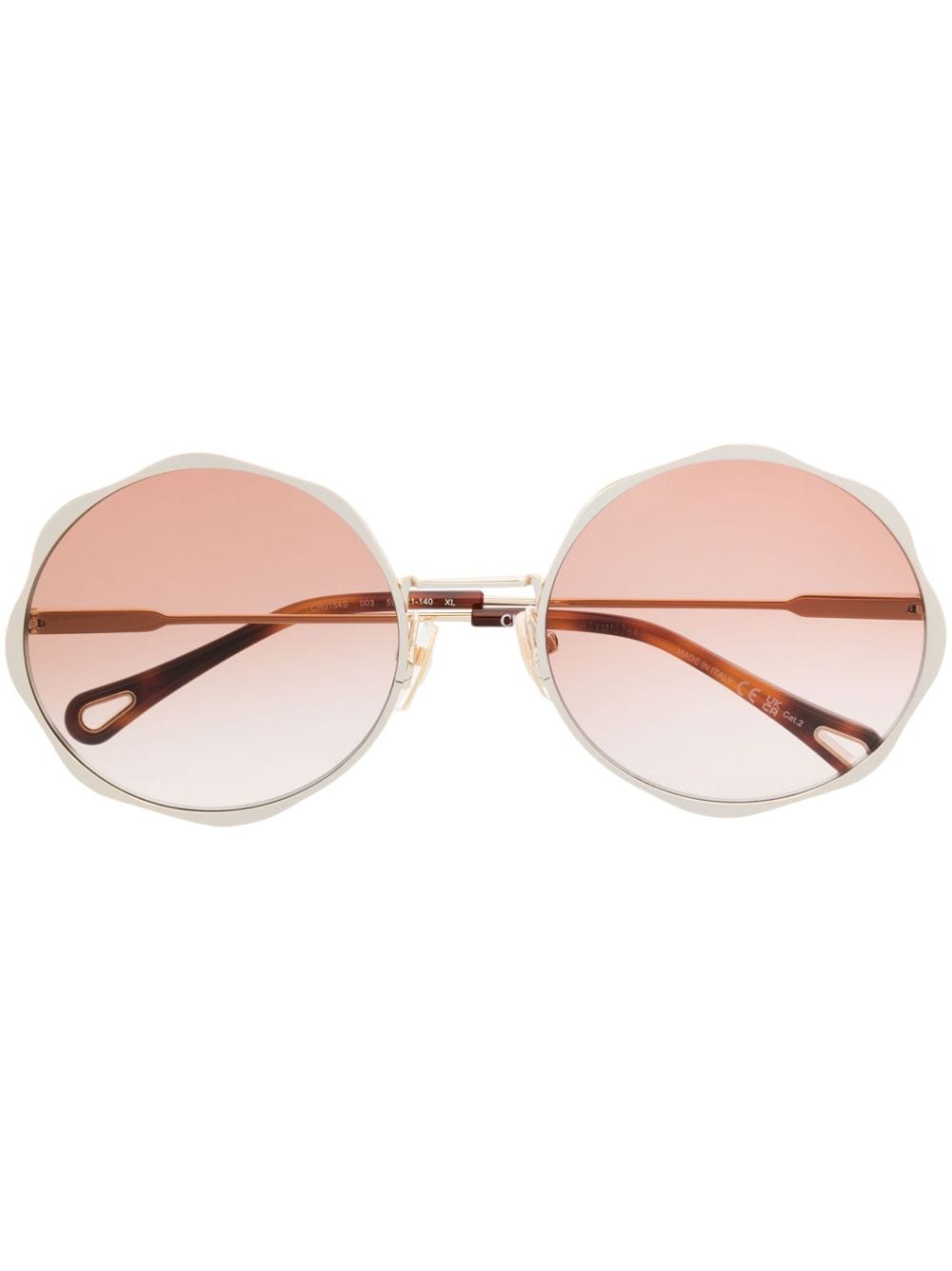 Chloé Eyewear Runde Sonnenbrille mit Logo-Gravur - Gold von Chloé Eyewear