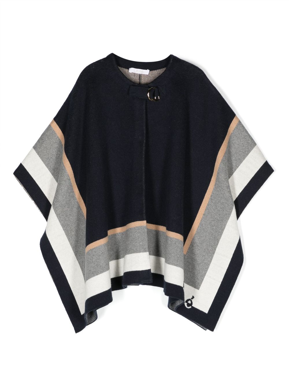 Chloé Kids Asymmetrischer Poncho mit Streifen - Blau von Chloé Kids