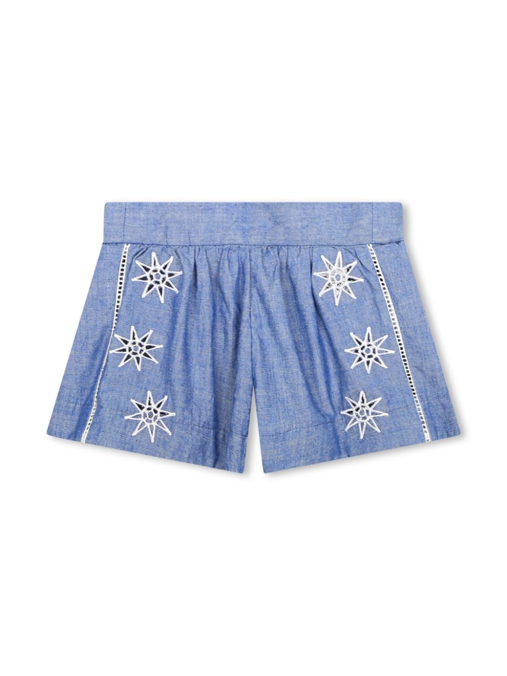 Chloé Kids Bestickte Chambray-Shorts - Blau von Chloé Kids