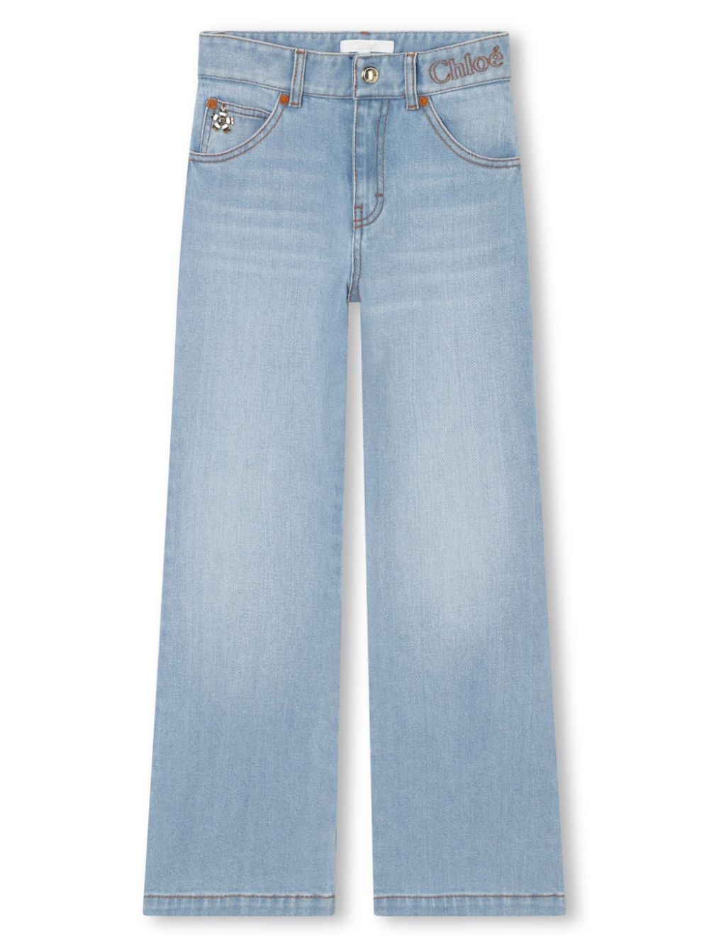 Chloé Kids Halbhohe Wide-Leg-Jeans - Blau von Chloé Kids