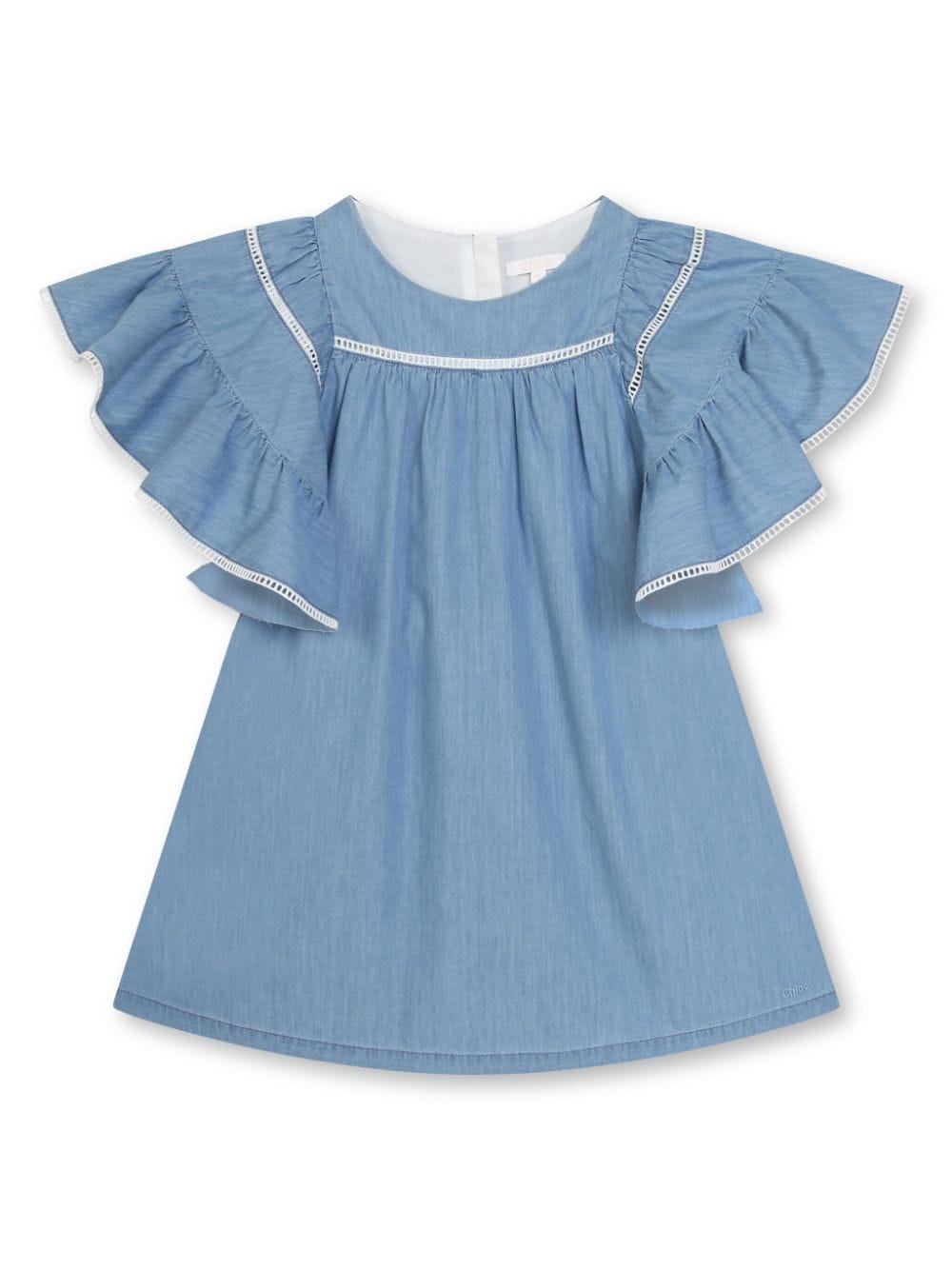 Chloé Kids Kleid aus Bio-Baumwolle mit Rüschendetail - Blau von Chloé Kids