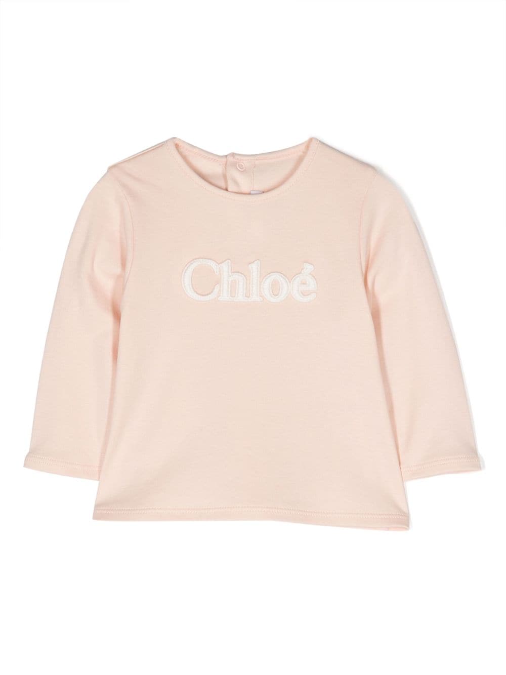 Chloé Kids Langarmshirt mit Logo-Prägung - Rosa von Chloé Kids