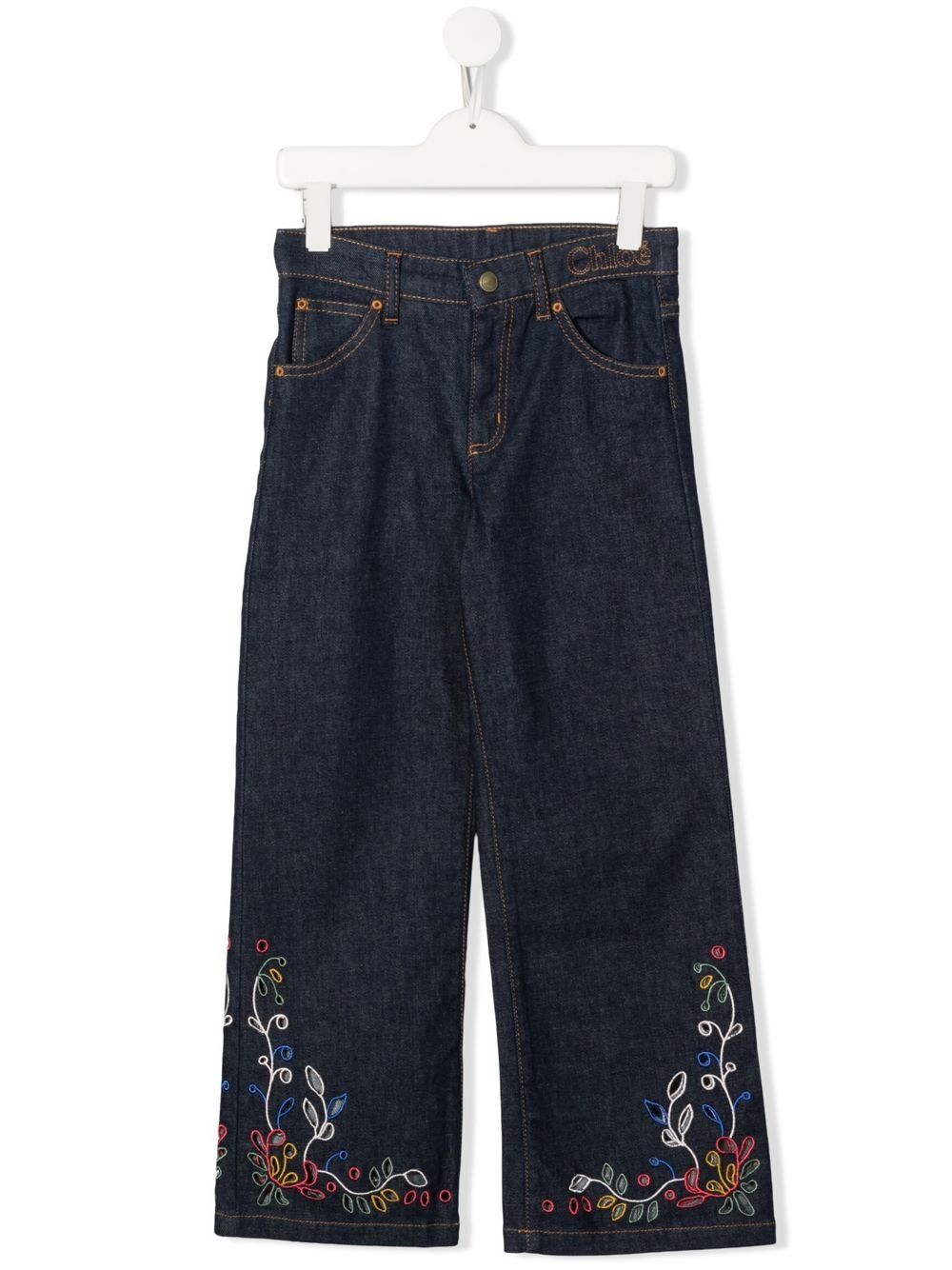 Chloé Kids Jeans mit Blumenstickerei - Blau von Chloé Kids