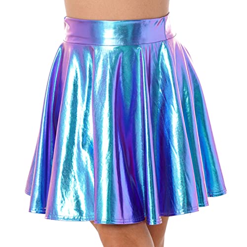 Choomomo Damen Wetlook Rock Mini Faltenrock Shiny Metallic Plisseerock Glänzend Skaterrock Lederrock Gogo Clubwear Blau B XL Choomomo Damen Wetlook Rock Mini Faltenrock Shiny Metallic Plisseerock Glänzend Skaterrock Lederrock Gogo Clubwear Blau B XL von Choomomo