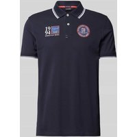 Christian Berg Men Regular Fit Poloshirt mit Label-Badges in Marine, Größe L von Christian Berg Men