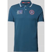 Christian Berg Men Regular Fit Poloshirt mit Label-Badges in Petrol, Größe M von Christian Berg Men