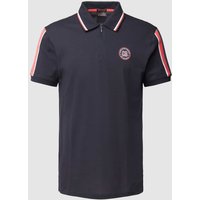 Christian Berg Men Regular Fit Poloshirt mit Label-Print in Marine, Größe S von Christian Berg Men