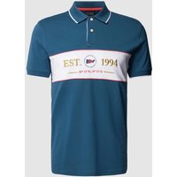 Christian Berg Men Slim Fit Poloshirt mit Stitching-Motiv in Petrol, Größe L von Christian Berg Men