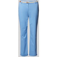 Christian Berg Woman Chino in unifarbenem Design mit Gürtel in Bleu, Größe 42 von Christian Berg Woman