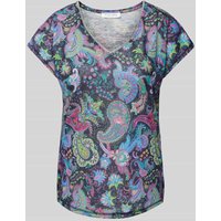 Christian Berg Woman T-Shirt mit Paisley-Muster in Dunkelblau, Größe 38 von Christian Berg Woman