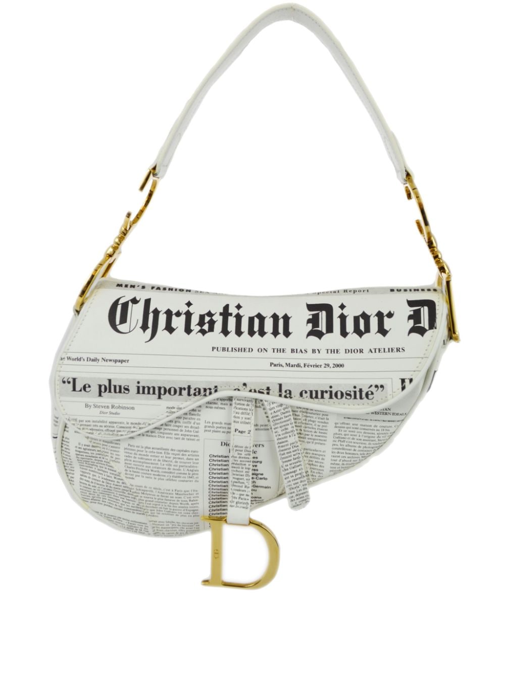 Christian Dior Pre-Owned 2000 Newspaper Saddle Schultertasche - Weiß von Christian Dior Pre-Owned