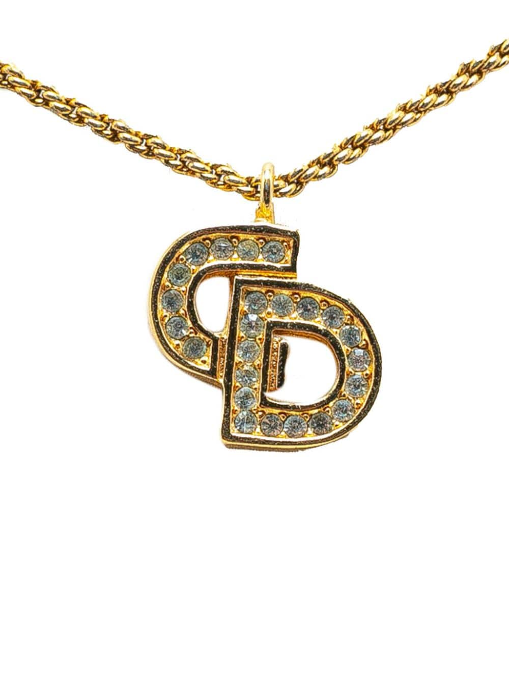 Christian Dior Pre-Owned 21th Century Logo Rhinestone Pendant costume necklace - Gold von Christian Dior Pre-Owned