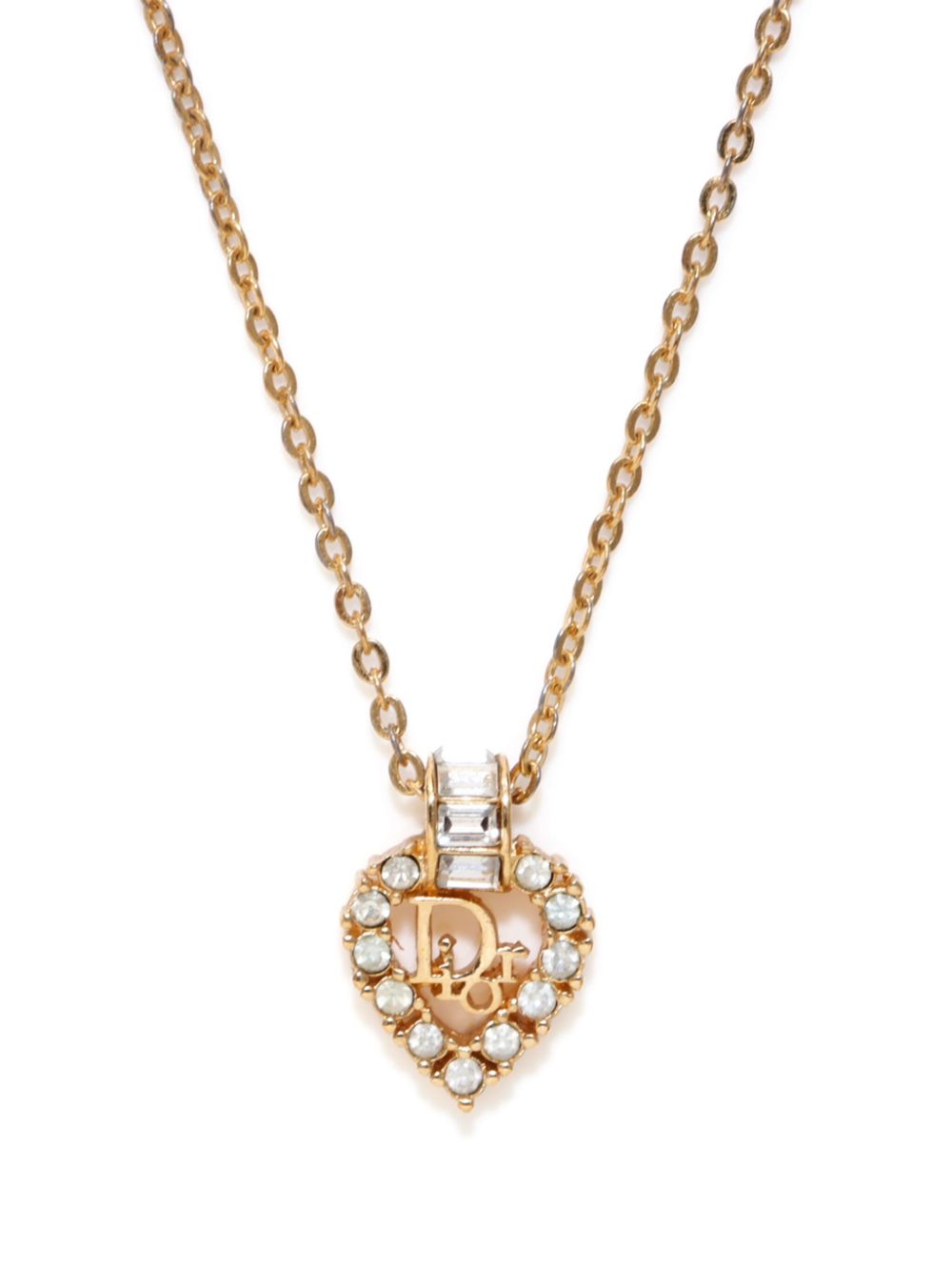 Christian Dior Pre-Owned Vergoldete Heart Halskette mit Strass von Christian Dior Pre-Owned